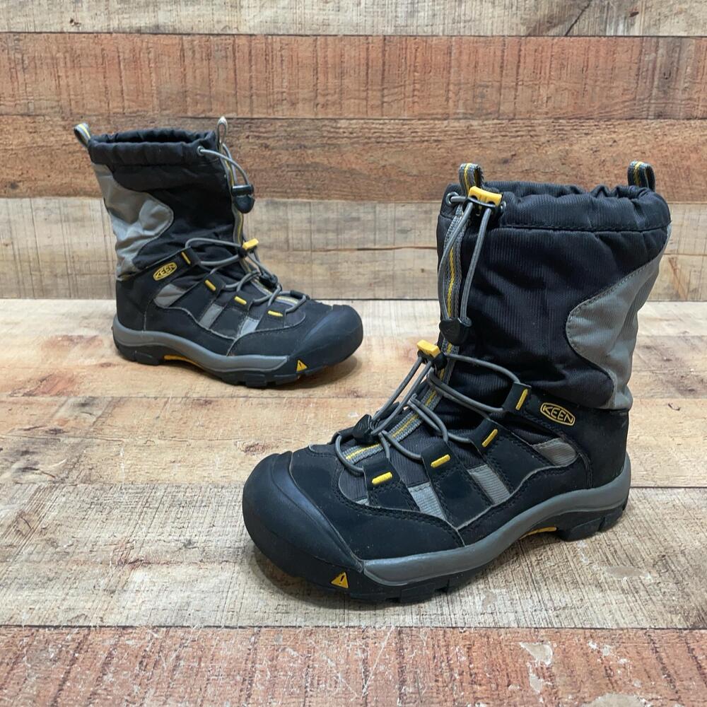 Keen Snow Boots Kids Size 4 36 Black Gray Insulated Winter Outdoor Hiking